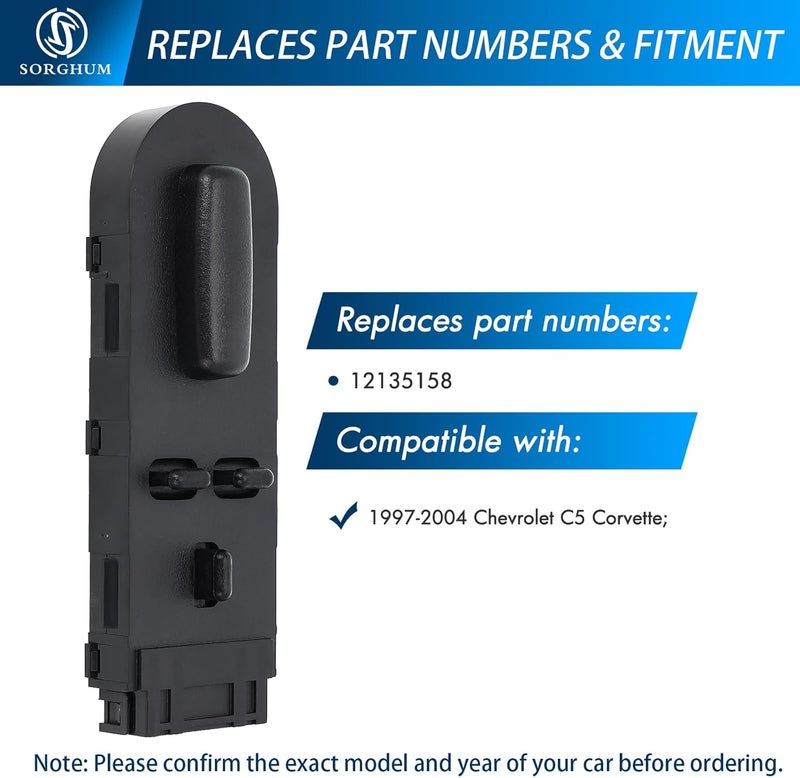 Sorghum Power Seat Switch - Driver Side Adjustment Switch Control LH/RH Compatible with 1997 1998 1999 2000 2001 2002 2003 2004 Chevrolet C5 Corvette 14 Pins Replace# 12135158 - Image 4
